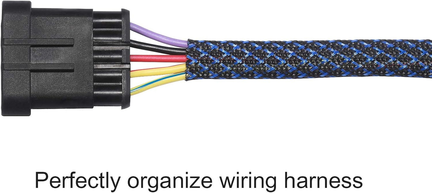 25Ft - 3/4 Inch PET Expandable Braided Sleeving – Blackblue – Braided Cable Sleeve