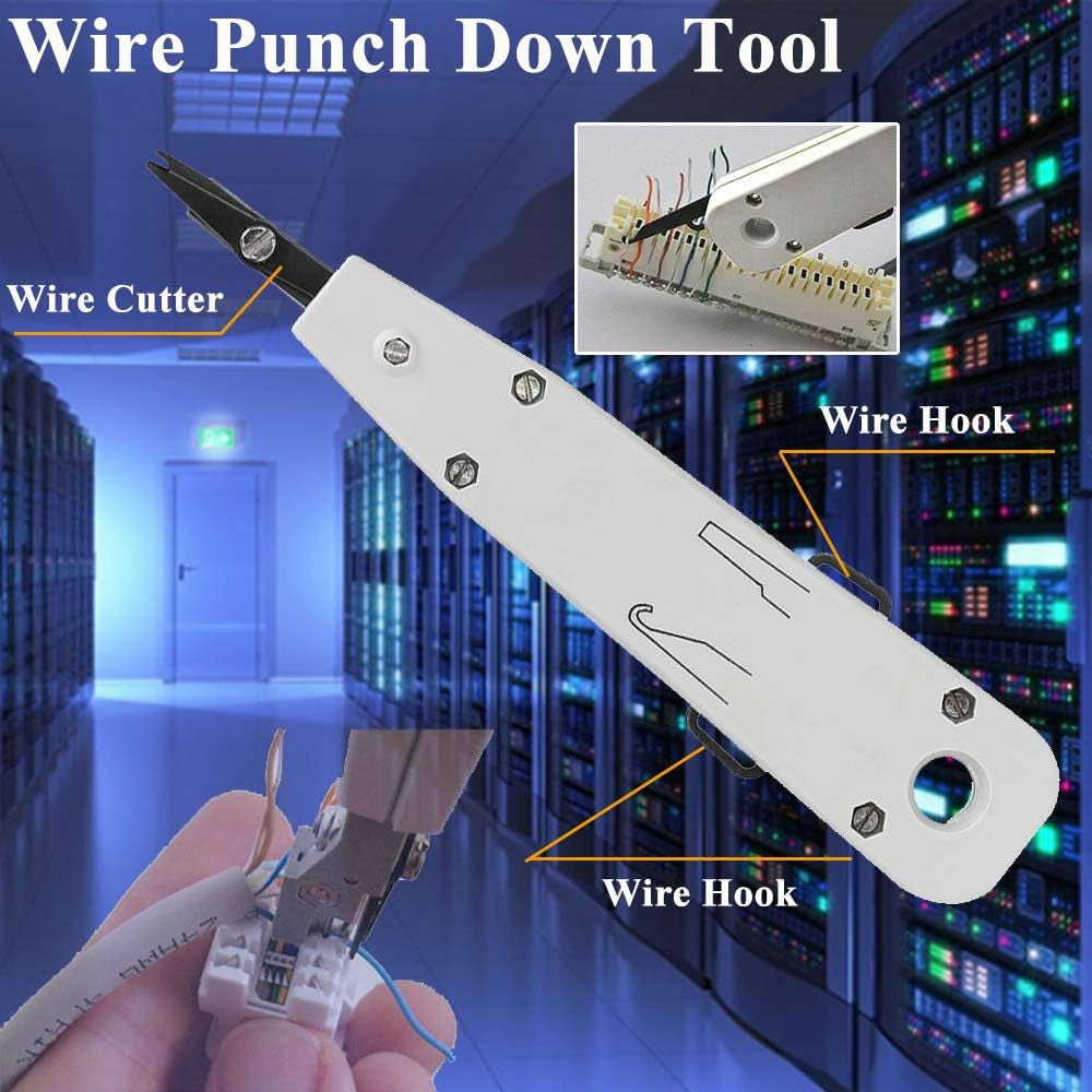 LEATBUY RJ45 Crimp Tool Set for Crimper Kit CAT5/CAT6 Ethernet Crimping Tool for Pass through 50PCS Connectors, 50PCS Covers Network Wire LAN Cable Tester Stripper Punch down Cutter(Rose Red)