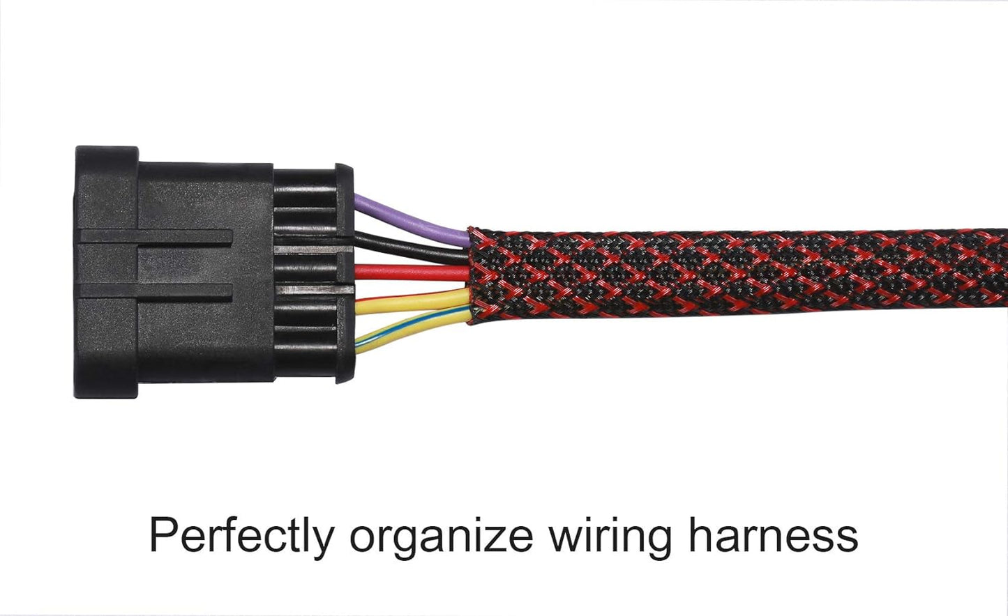 25Ft - 1.25 Inch PET Expandable Braided Sleeving – Blackred – Braided Cable Sleeve