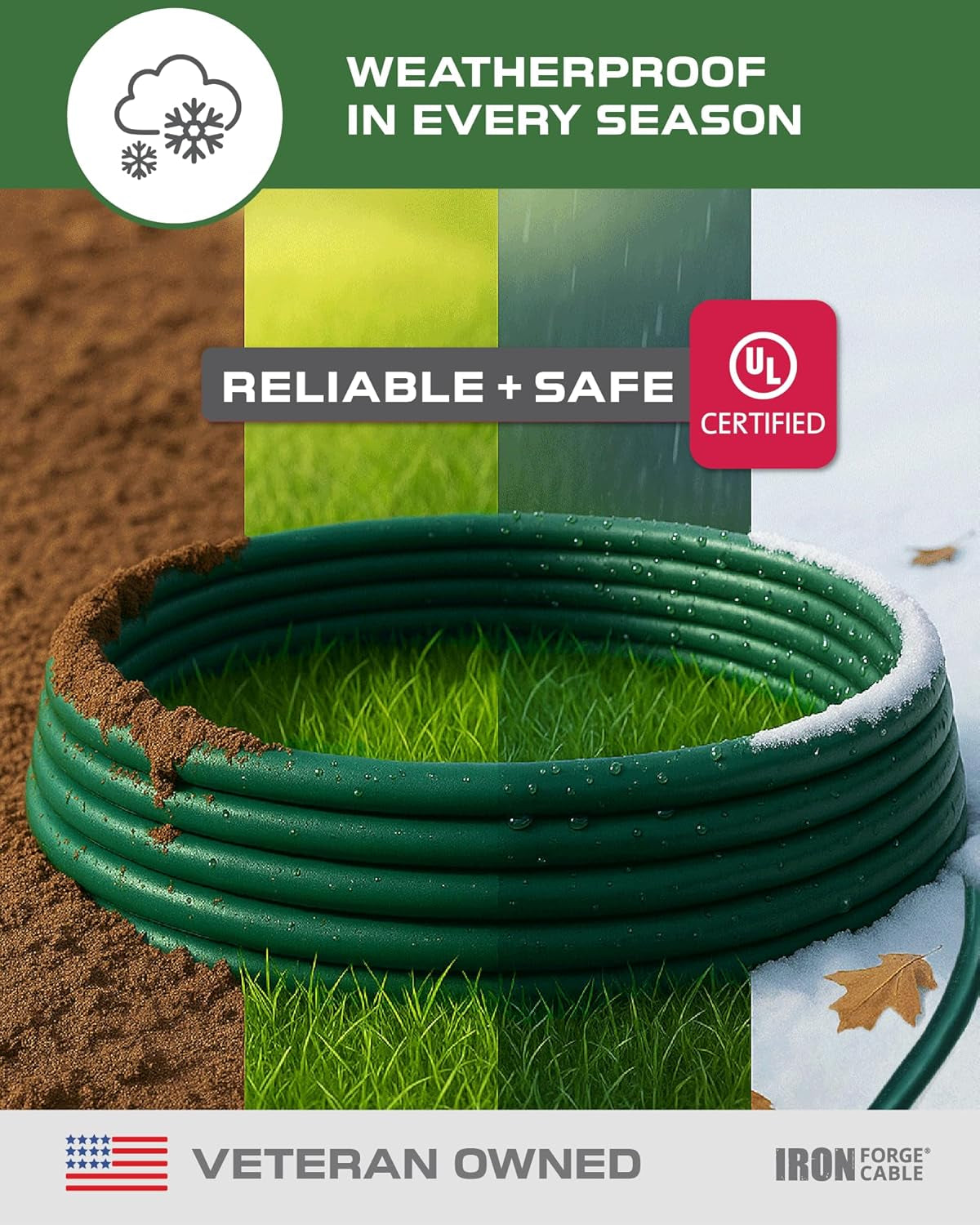 40 Foot Outdoor Extension Cord with 3 Electrical Power Outlets - 16/3 SJTW Durable Cable