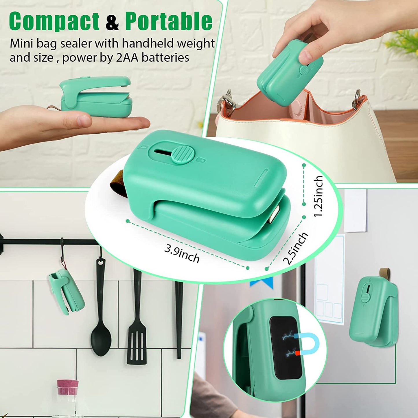 Mini Bag Sealer,Portable Heat Sealer for Plastic Bags,Chip Bag Sealer,Handheld Vacuum Sealer,Sealer and Cutter,Bag Resealer Machine(Blue).
