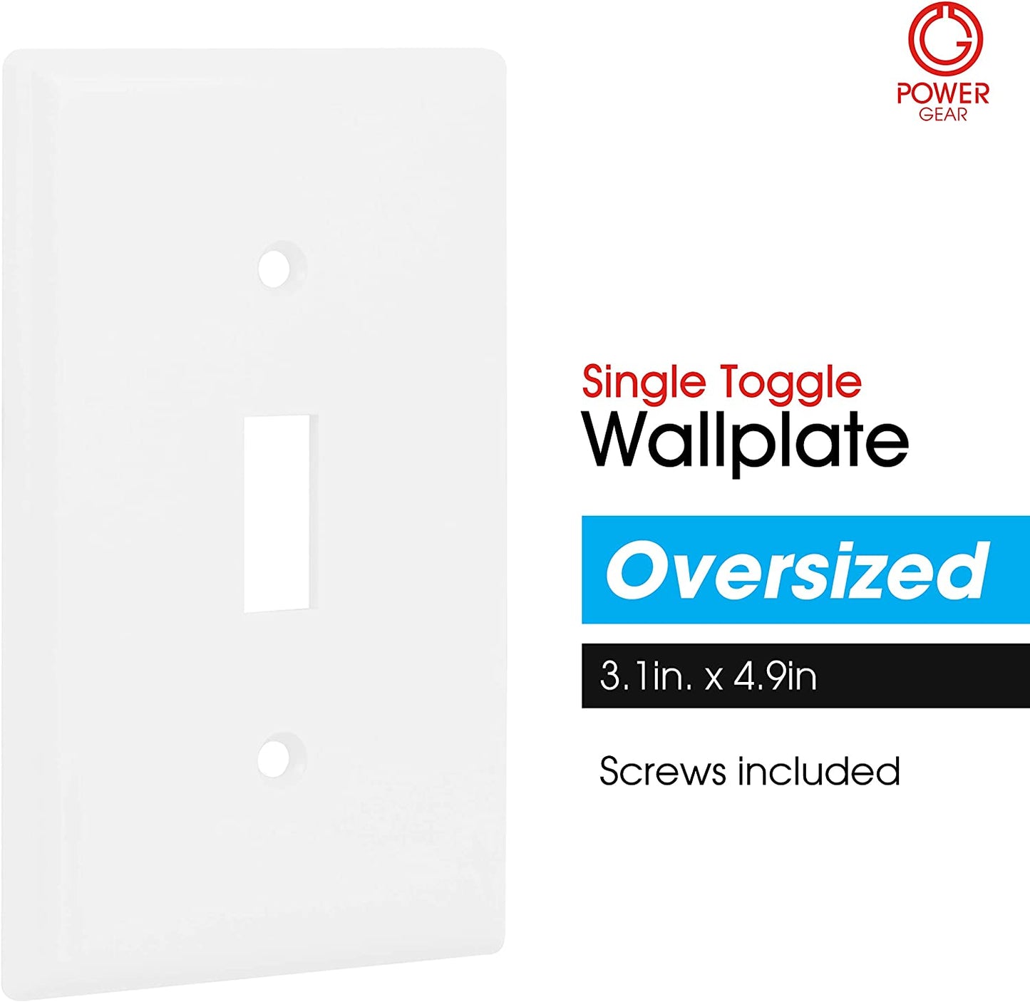 Single Oversized Wall Plate Cover, 1 Gang, Light Switch Cover, 3.1” X 4.9”, Outlet Covers, Screws Included, White, 30598