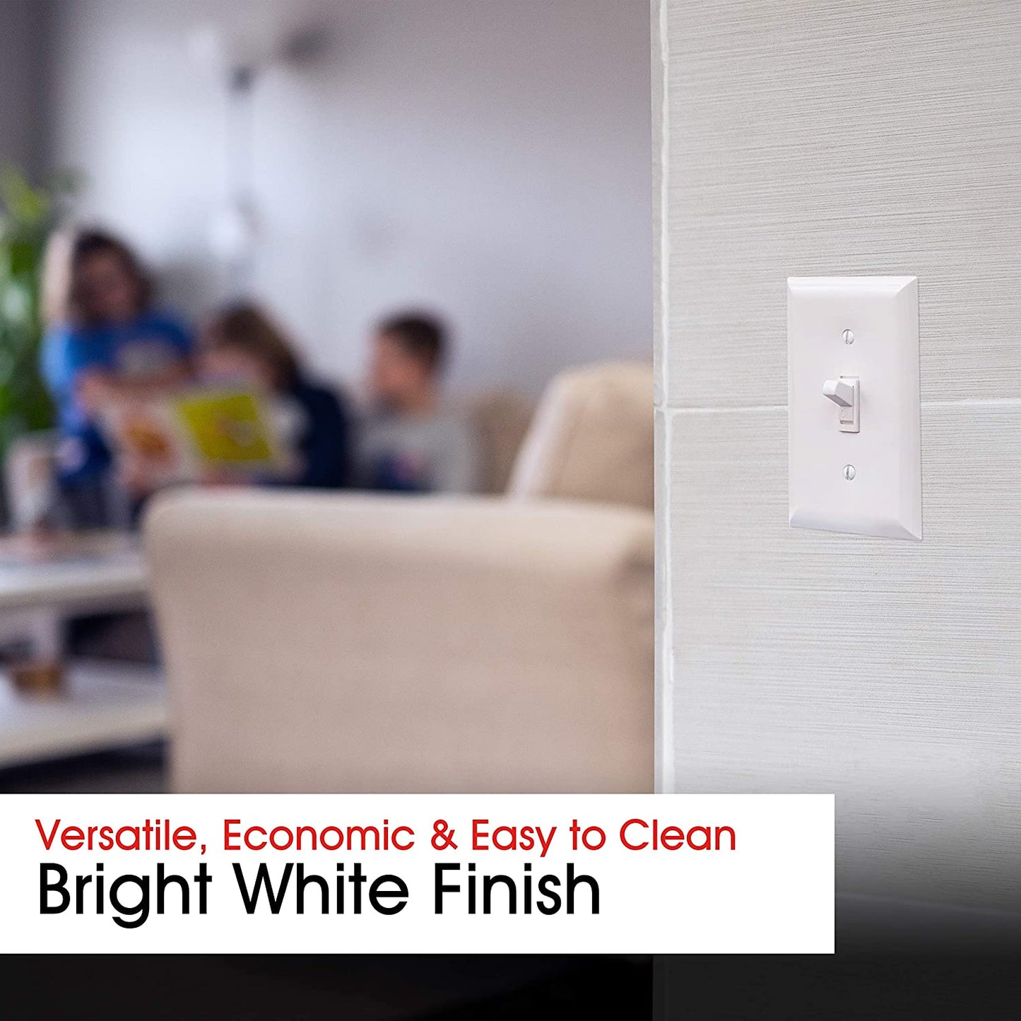 Single Oversized Wall Plate Cover, 1 Gang, Light Switch Cover, 3.1” X 4.9”, Outlet Covers, Screws Included, White, 30598
