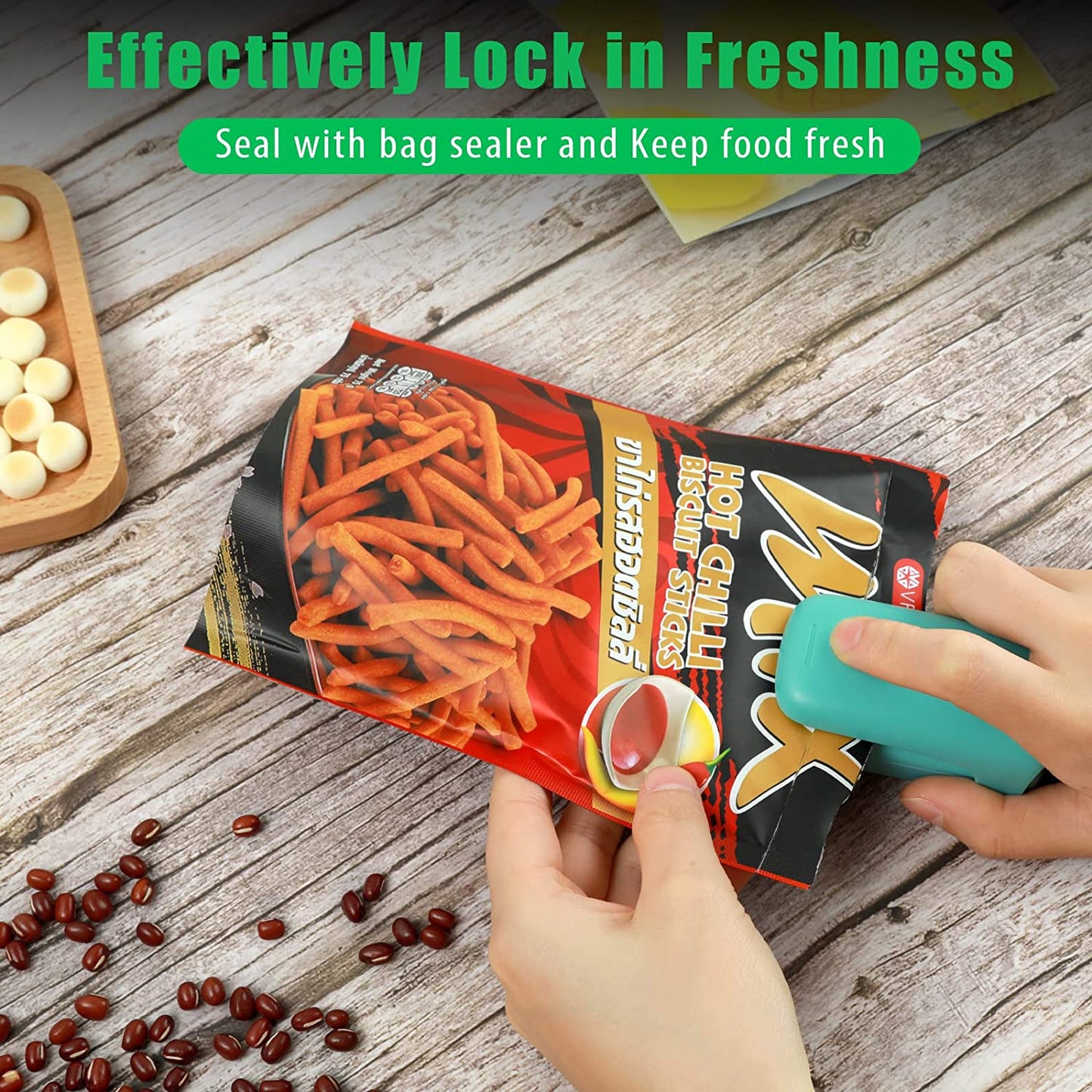 Mini Bag Sealer,Portable Heat Sealer for Plastic Bags,Chip Bag Sealer,Handheld Vacuum Sealer,Sealer and Cutter,Bag Resealer Machine(Blue).