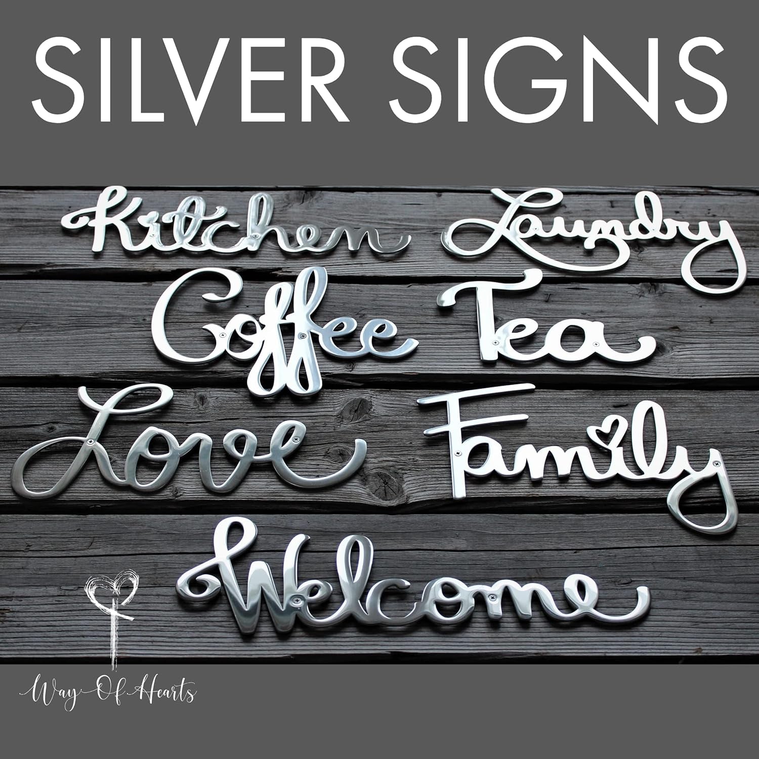 Metal Laundry Sign for Wall Decor - Silver, 11 X 6.3 Inches Laundry Room Decor - Hand Polished Stainless Steel with Installation Kit - Metal Script Words Decoration