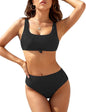 High Waisted Swimsuits for Women Sports Crop Bikini Set Padded Two Piece Bathing Suits Tie Knot