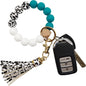 Silicone Keychain Bracelet for Women Beaded Keyring Wristlet House Car Keys Ring Holder with Gift Box
