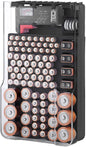 and Tester with Cover, Storage Organizer and Case, Holds 93 Batteries of Various Sizes, Includes a Removable Battery Tester, Battery Holder for Garage Organization, Black